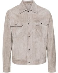 Emporio Armani - Press-stud Suede Shirt Jacket - Lyst