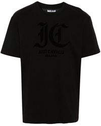 Just Cavalli - Camiseta con logo de tejido afelpado - Lyst