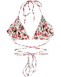 Magda Butrym - Flower-appliqué Rose-print Bikini Top - Lyst
