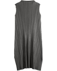 Pleats Please Issey Miyake - Mellow Pleated Sleeveless Midi Dress - Lyst
