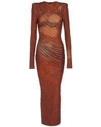 Balmain - Rhinestone-Embellished Printed Maxi Dress - Lyst