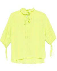 Psophia - Tie-Neck Pleated-Sleeve Blouse - Lyst
