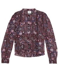 Isabel Marant - Blusa 'Noeline' Con Fantasia Astratta Color Prugna - Lyst