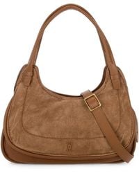 VISONA - Suede-Panelled Grained-Leather Shoulder Bag - Lyst