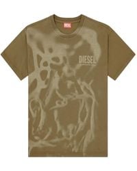 DIESEL - Baumwoll-T-Shirt Mit Laserdruck - Lyst