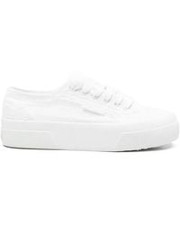Superga - Floral-Embroidered Lace-Up Sneakers - Lyst