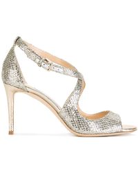 Jimmy Choo Sandalen mit gekreuzten Riemen - Mettallic