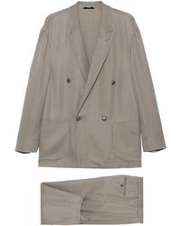 Giorgio Armani - Double-Breasted Herringbone Suit - Lyst
