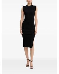 Morgan - Robe Mi-Longue Côtelée À Empiècements En Dentelle - Lyst