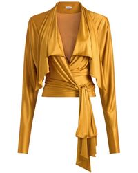 Balmain - Flowing Jersey Blouse With Tie - Lyst