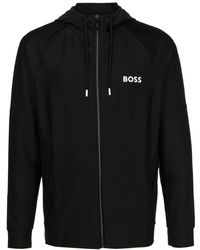 BOSS - Logo-print Zip-up Hoodie - Lyst
