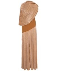 V:PM ATELIER - Dusty Pleated Cape-Effect Maxi Dress - Lyst