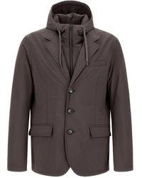 Herno - Blazer Con Capucha Y Efecto De Mélange - Lyst