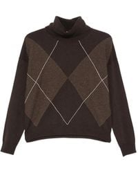 Peserico - Argyle Roll-Neck Sweater - Lyst