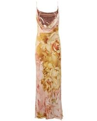 Clips - Sequin-Embellished Floral-Print Maxi Dress - Lyst