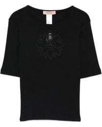 Twinset - Floral-Appliqué T-Shirt - Lyst