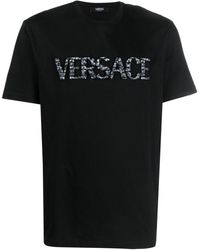 Versace - T Shirt Con Logo Effetto Coccodrillo - Lyst
