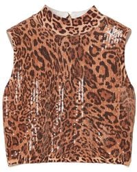 Twinset - Leopard-Print Sequin-Embellished Top - Lyst