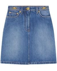 Versace - A-line Denim Mini Skirt - Lyst