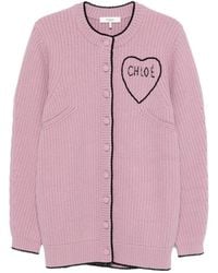 Chloé - Ribgebreid Vest Met Logo - Lyst