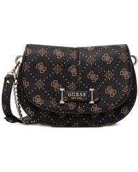 Guess - Carrie Monogram Chain Cross Body Bag - Lyst