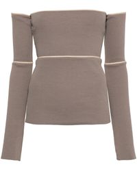 MM6 by Maison Martin Margiela - Off-shoulder Ribbed-knit Top - Lyst