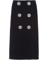 Prada - Button-Detail Midi Skirt - Lyst