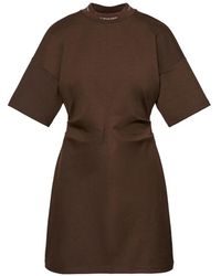 Calvin Klein - Vestido Corto Con Logo En El Cuello Y Cintura Fruncida - Lyst