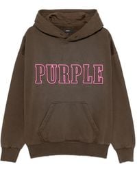 Purple Brand - Logo-Print Distressed Cotton Hoodie - Lyst