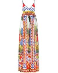 Dolce & Gabbana - Chiffon Maxi-jurk Met Print - Lyst