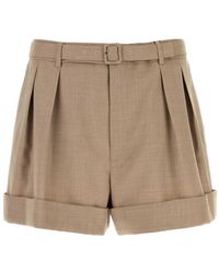 Saint Laurent - Belted Wool Bermuda Shorts - Lyst