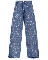 E.L.V. Denim - Splatter-Effect Frayed-Hem Jeans - Lyst