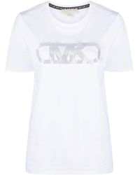 MICHAEL Michael Kors - Rhinestone-logo Organic-cotton T-shirt - Lyst