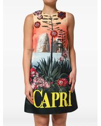 Dolce & Gabbana - Graphic-Print Crystal-Embellished Mini Dress - Lyst