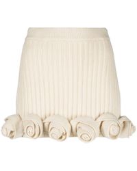 Blumarine - Floral-appliqué Wool Mini Skirt - Lyst
