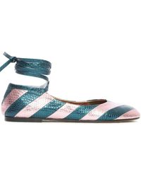 La DoubleJ - Striped Snakeskin-Effect Ballerina Shoes - Lyst