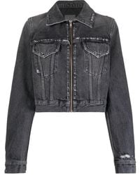 Givenchy - Veste en jean zippée à effet usé - Lyst