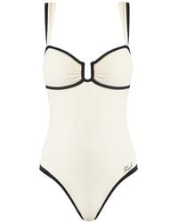 KARL LAGERFELD - Signature Piped Swimsuit - Lyst