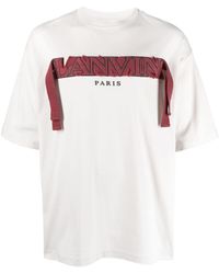 Lanvin - T-Shirt mit Curb Lace-Stickerei - Lyst