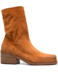Marsèll - Square-toe Suede Calf-high Boots - Lyst