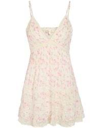 LoveShackFancy - Alonna Floral-Print Lace-Trimmed Mini Dress - Lyst