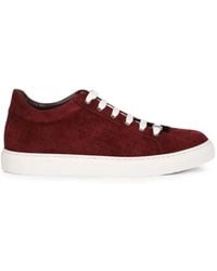 Isaia - Perforated Suede Low-Tops Sneakers - Lyst