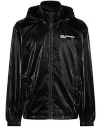 KARL LAGERFELD - Glossy Finish Casual Jacket With Adjustable Hood - Lyst
