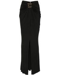 Elisabetta Franchi - Ruched Logo-Plaque Skirt - Lyst