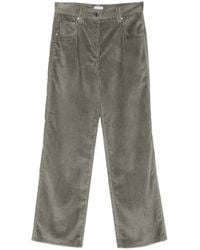 Brunello Cucinelli - Cotton Corduroy Straight Five-Pocket Trousers With Monili - Lyst