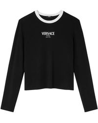 Versace - Logo-Detail Long-Sleeve T-Shirt - Lyst