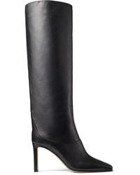 Jimmy Choo - Womens Black Mahesa 85 Grained-leather Knee-high Boots 5.5 - Lyst