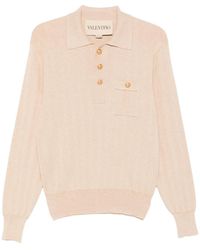 Valentino Garavani - Long-Sleeved Ribbed Cotton Polo Shirt - Lyst