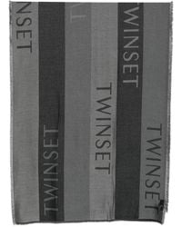 Twinset - Logo-Print Frayed Scarf - Lyst