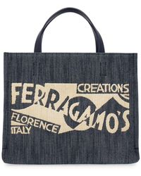 Ferragamo - Small Venna-Jacquard Tote Bag - Lyst